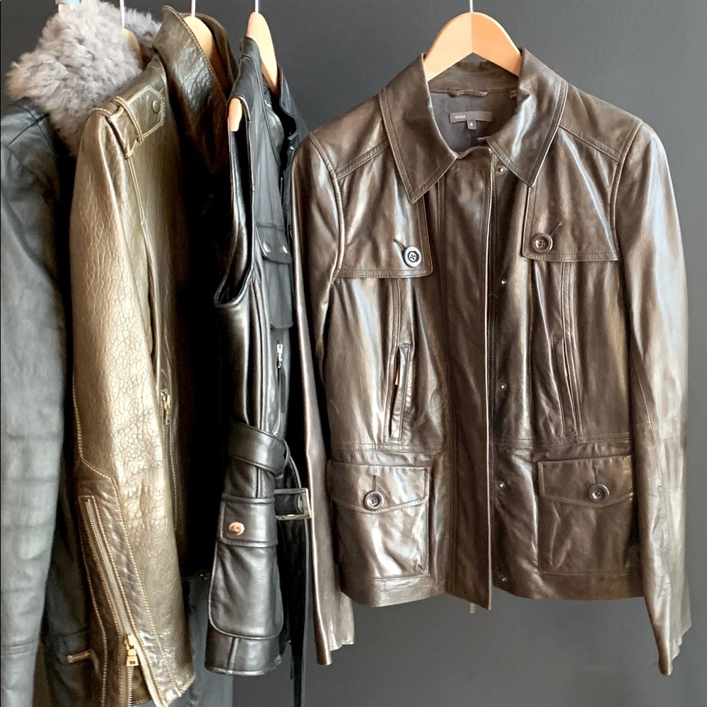 Vince Laminated Leather Jacket